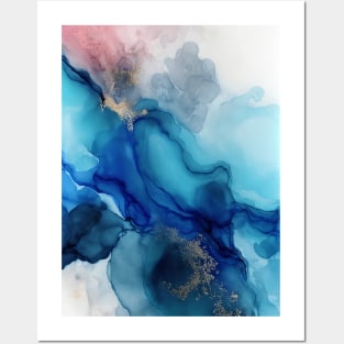 Blue and Blush Beauty - Abstract Alcohol Ink Art Posters and Art